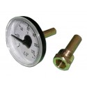 Bimetall Thermometer 1/2"x40mm  Ø63mm 0-120 °C mit Tauchhülse / hinten