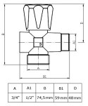 Anschlussventil für Waschmaschine 3/4"