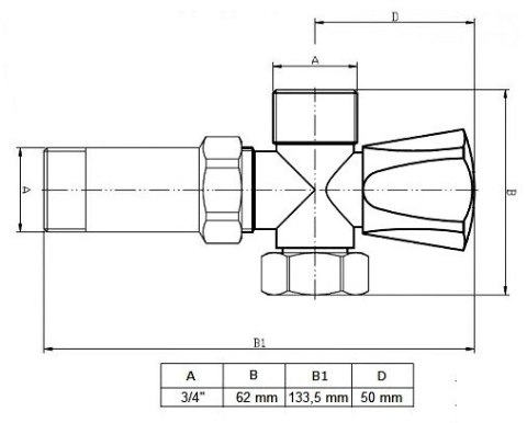 Zawór kulowy kątowy 3/4" Zawór kulowy kątowy 3/4"
