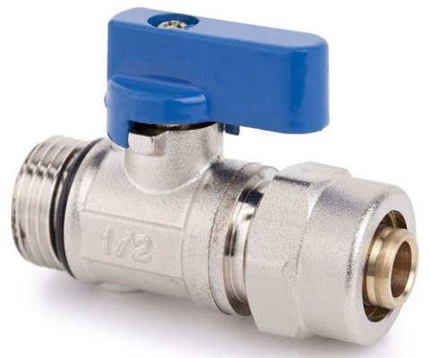 Zawór kulowy mini 1/2" ze złączką na rurę pex 16 Zawór kulowy mini 1/2" ze złączką na rurę pex 16